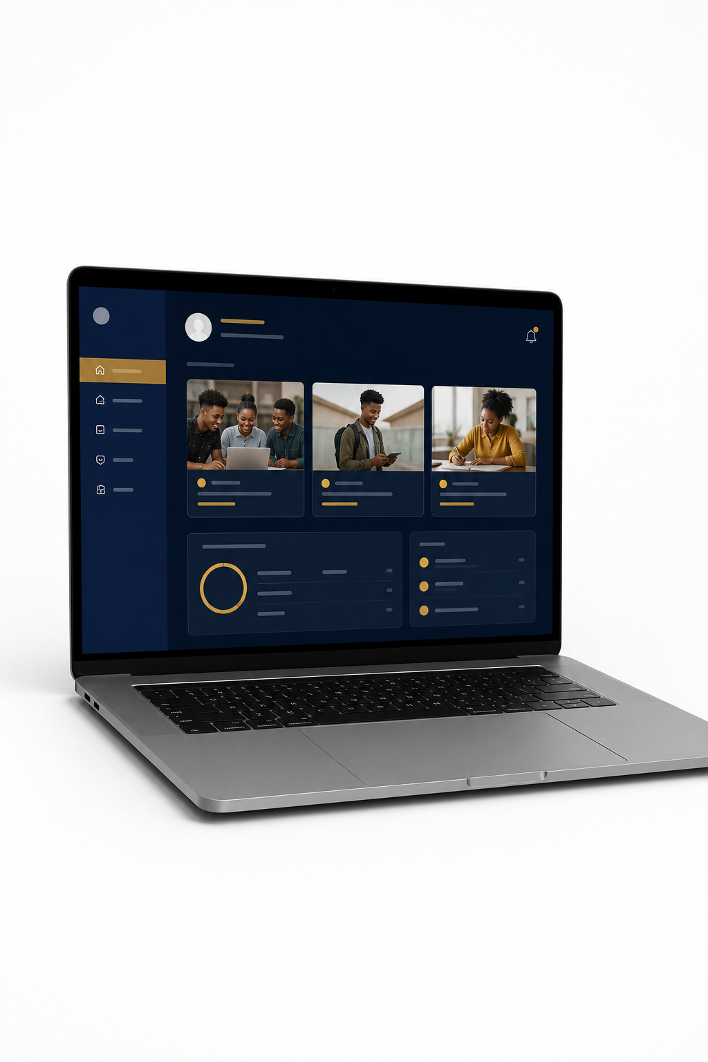 HYDA learner portal dashboard on a laptop