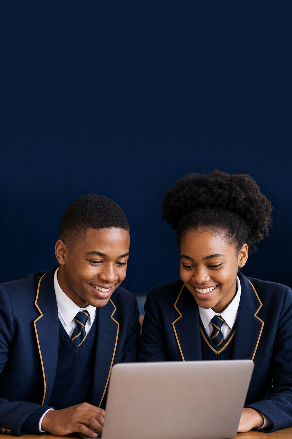 Two HYDA learners working together on a laptop